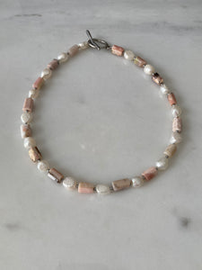 Pink opal silver toggle